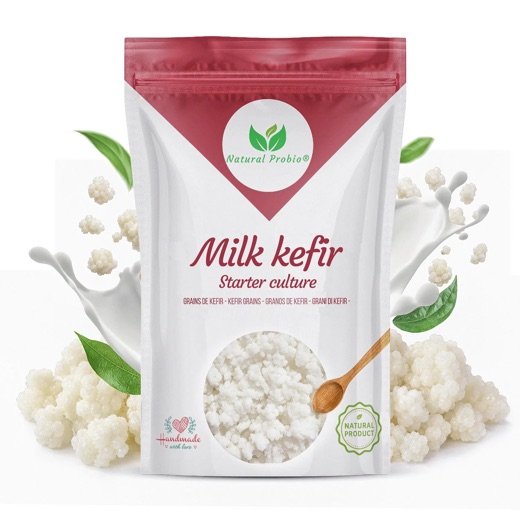 Pouch of live milk kefir grains from Natural Probio, 20 g